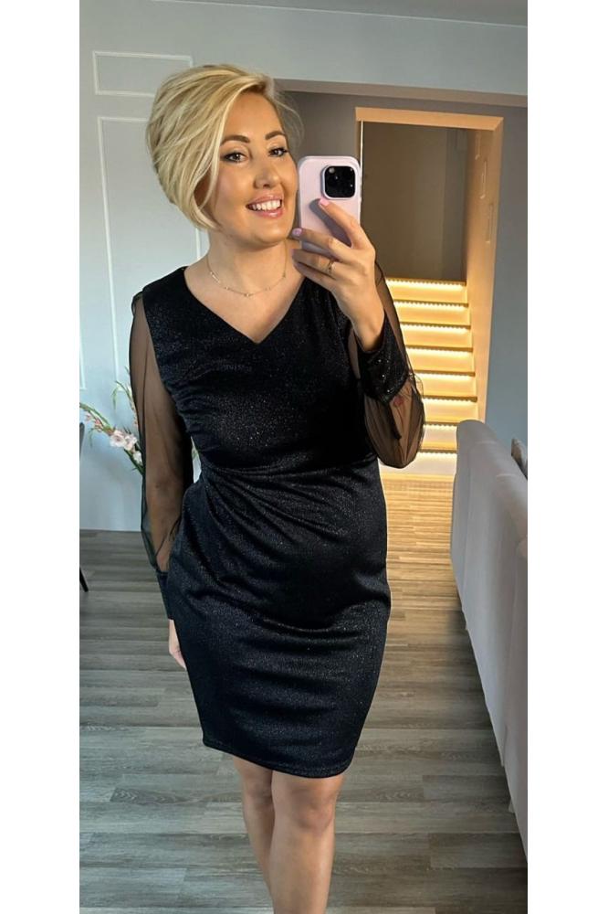 Čierne spoločenské šaty s rukávom plus size