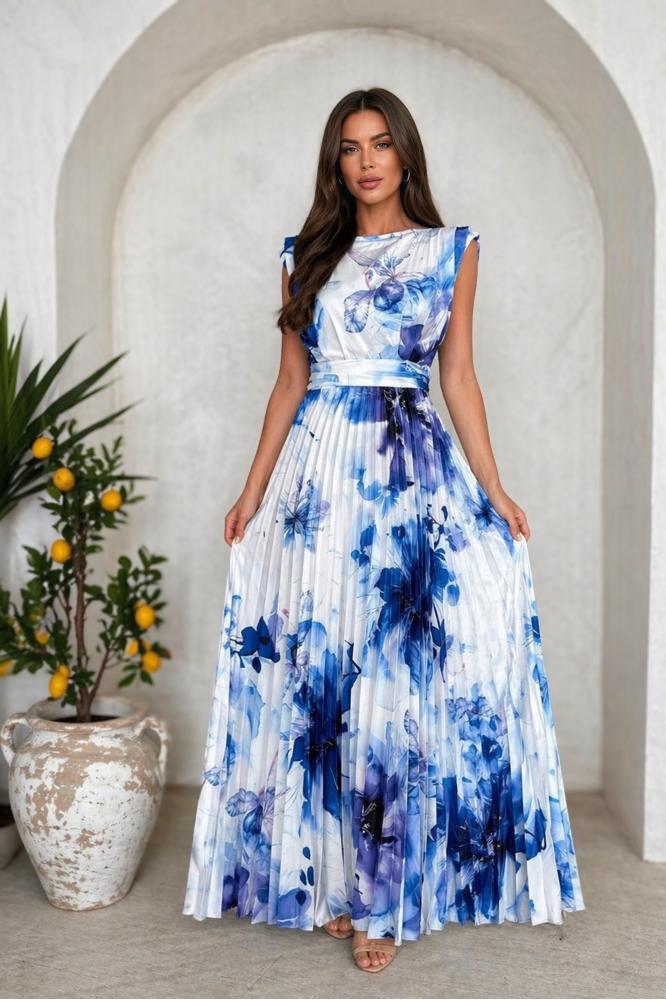 Dlhé plisované šaty s kvetinovým vzorom Bloom