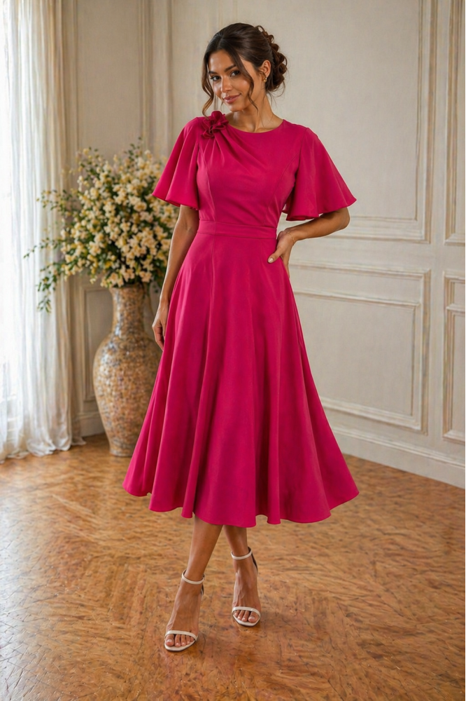 Malinové spoločenské šaty na svadbu Luna