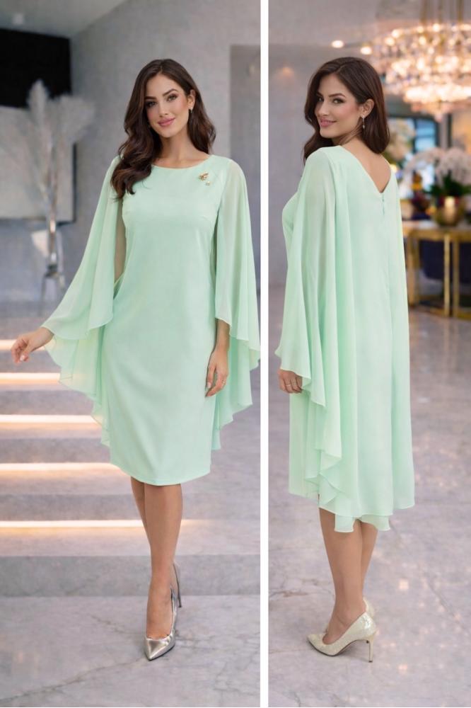 Mentolové spoločenské šaty pre svadobnú mamu - Anjel