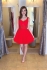 Krátke spoločenské červené šaty s tylovou sukňou