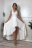 Asymetrické biele spoločenské šaty s krajkou