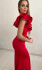Červené priliehavé šaty s volánmi na ples