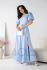 Svetlomodré áčkové šaty na svadbu s rukávom