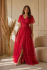 Dlhé červené spoločenské šaty na svadbu s tylom