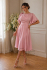 Svetloružové áčkové midi šaty na svadbu Luna