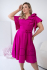 Cyklamenové spoločenské midi šaty s ružou
