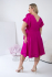 Cyklamenové spoločenské midi šaty s ružou