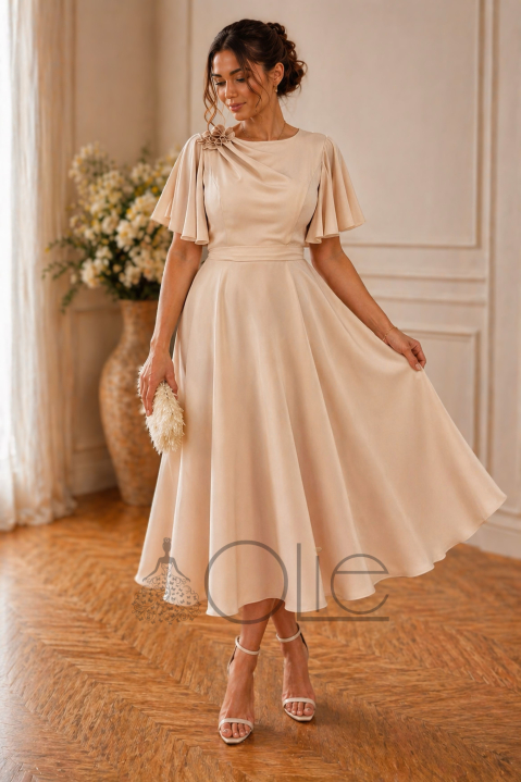 Béžové spoločenské šaty pre svadobnú mamu Luna