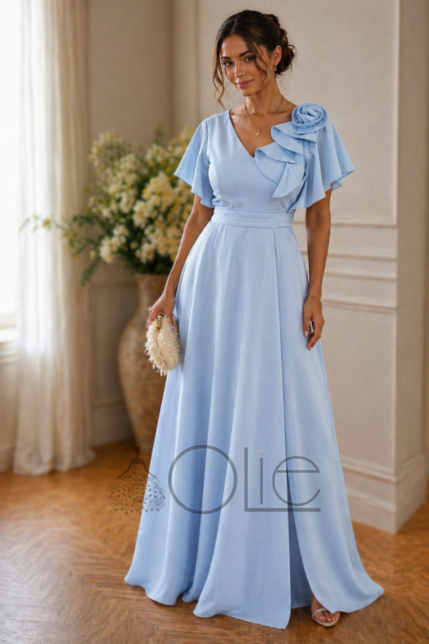 Dlhé svetlo modré šaty na svadbu Rose