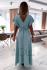 Dlhé mentolové spoločenské šaty na svadbu Rose