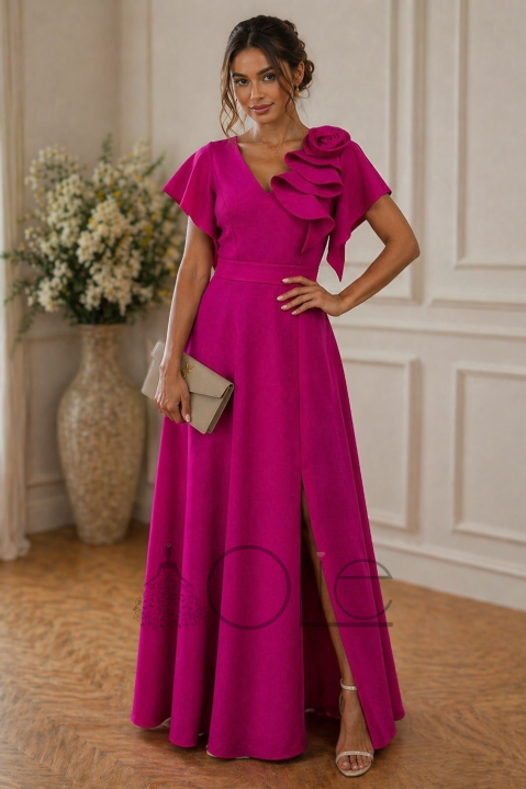 Dlhé magentové spoločenské šaty na svadbu Rose