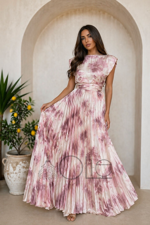 Dlhé plisované spoločenské šaty so vzorom Bloom