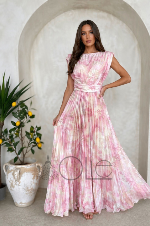 Dlhé ružové kvetinové spoločenské šaty Bloom