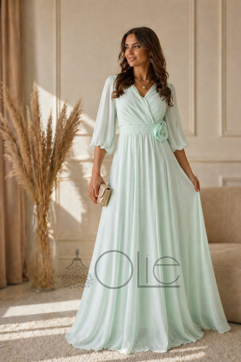 Zelené dlhé šifónové šaty na svadbu