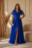 Spoločenské dlhé modré šaty s tylom