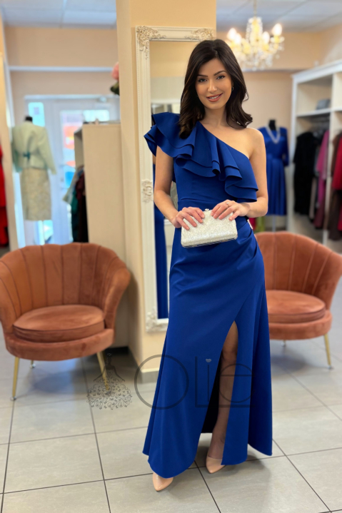 Modré dlhé spoločenské šaty na svadbu